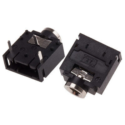 RS PRO Jack Connector 3.5 mm PCB Mount Stereo Socket, 3Pole
