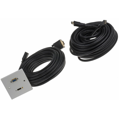 RS PRO Single Gang 2 Way Female HDMI, SVGA Faceplate