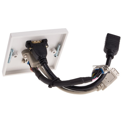 RS PRO Single Gang 3 Way Female HDMI, SVGA, USB A Faceplate