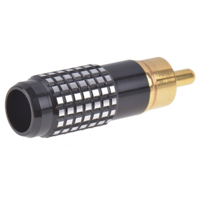RS PRO Black Cable Mount RCA Plug, Gold
