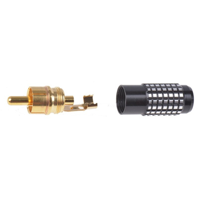 RS PRO Black Cable Mount RCA Plug, Gold