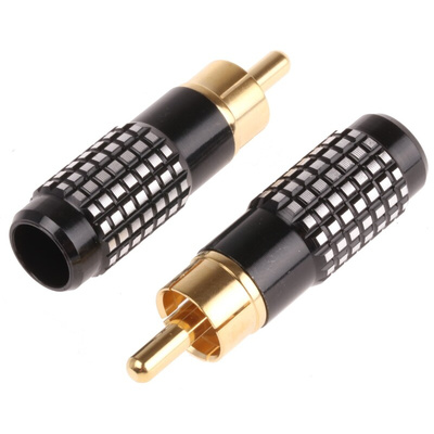 RS PRO Black Cable Mount RCA Plug, Gold
