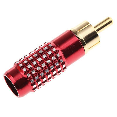 RS PRO Red Cable Mount RCA Plug, Gold
