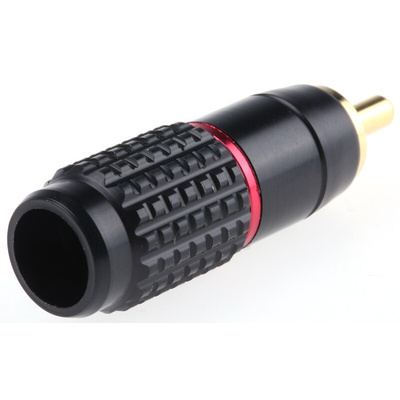 RS PRO Red Cable Mount RCA Plug, Gold