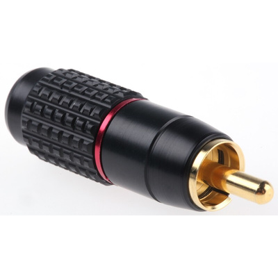 RS PRO Red Cable Mount RCA Plug, Gold