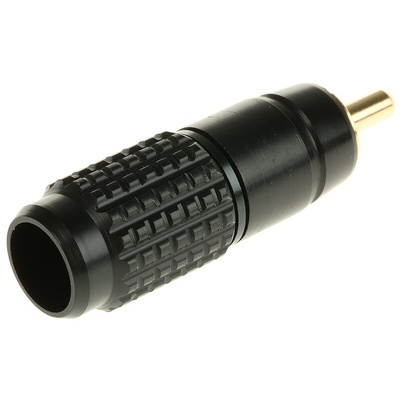 RS PRO Black Cable Mount RCA Plug, Gold