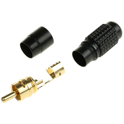 RS PRO Black Cable Mount RCA Plug, Gold