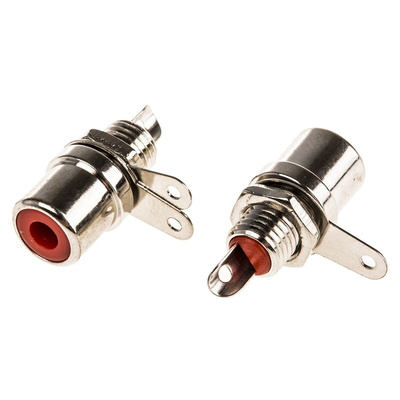 RS PRO Red Chassis Mount RCA Socket, Nickel