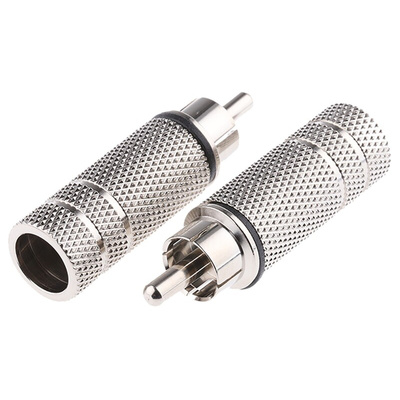 RS PRO Black Cable Mount RCA Plug, Nickel