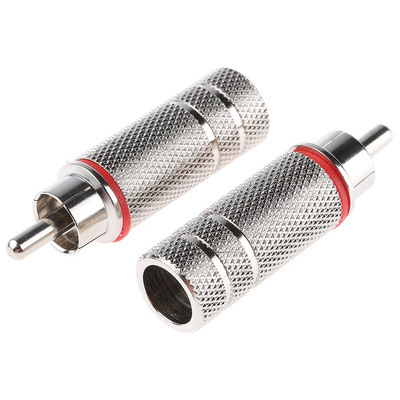 RS PRO Red Cable Mount RCA Plug, Nickel
