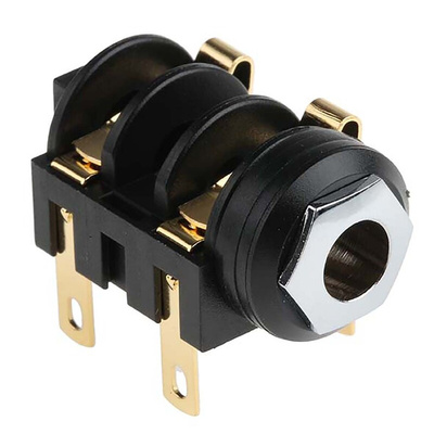 RS PRO Jack Connector 6.35 mm Panel Mount Mono Socket, 2Pole 3A