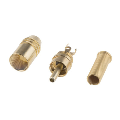 RS PRO Gold, Red Cable Mount RCA Plug, Gold, 5A