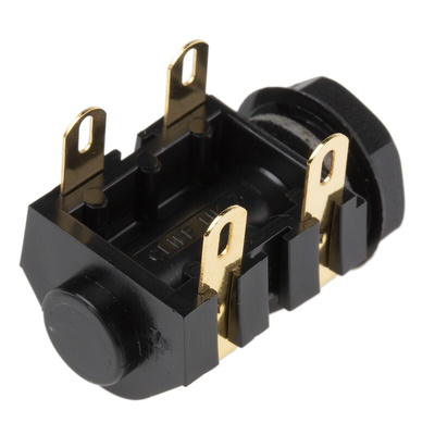 RS PRO Jack Connector 6.35 mm Panel Mount Mono Socket, 2Pole 5A