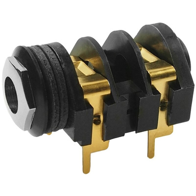 RS PRO Jack Connector 6.35 mm Panel Mount Mono Socket, 2Pole 5A