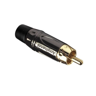 Amphenol Audio Black Chrome Cable Mount RCA Plug, Gold, 10A