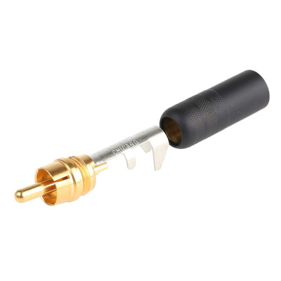 Switchcraft Black Cable Mount RCA Plug, Gold, 6A