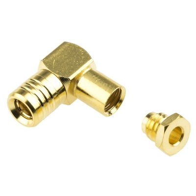 TE Connectivity Right Angle Cable Mount SMB Connector, 50Ω Impedance, Solder Termination