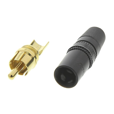 Neutrik Black RCA Plug, Gold, 1A