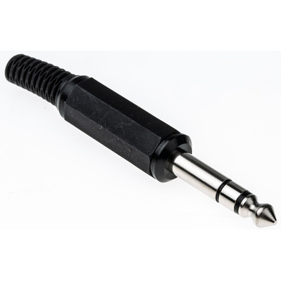 Lumberg Jack Connector 6.35 mm Cable Mount Stereo Plug, 3Pole 2A