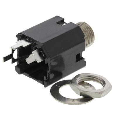 Switchcraft Jack Connector 6.35 mm Through Hole Mono Socket, 2Pole