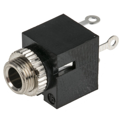 Lumberg Jack Connector 3.5 mm Through Hole Mono Socket, 2Pole 1A