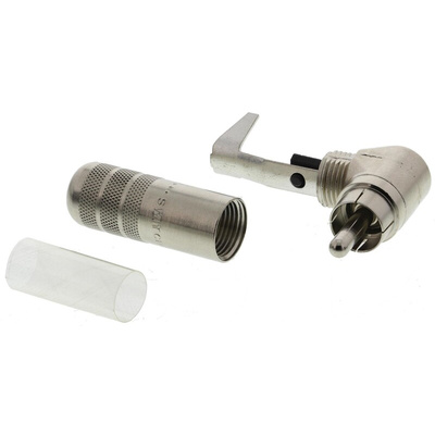 Switchcraft Right Angle Cable Mount RCA Plug, Nickel, 6A