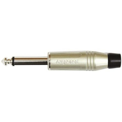 Amphenol Jack Connector 6.35 mm Cable Mount Mono Plug, 2Pole 10A