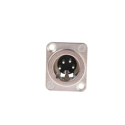 Neutrik Panel Mount XLR Connector, Male, 50 V, 4 Way, Silver over Nickel Plating