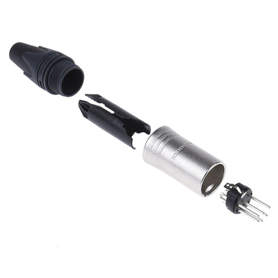 Neutrik Cable Mount XLR Connector, Male, 50 V, 6 Way, Silver over Nickel Plating