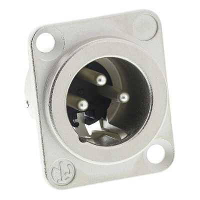 Neutrik Cable Mount XLR Connector, Male, 50 V, 3 Way, Silver over Nickel Plating