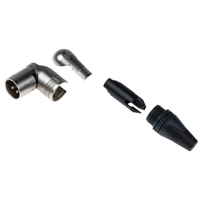 Neutrik Cable Mount XLR Connector, Right Angle, Male, 50 V ac, 3 Way, Silver over Nickel Plating