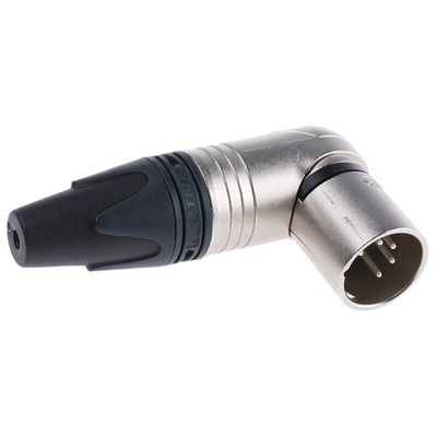 Neutrik Cable Mount XLR Connector, Right Angle, Male, 50 V, 5 Way, Silver Plating