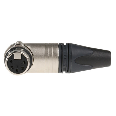Neutrik Cable Mount XLR Connector, Right Angle, Female, 50 V ac, 5 Way, Silver over Nickel Plating
