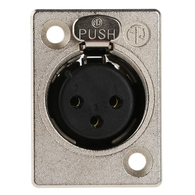 Neutrik Panel Mount XLR Connector, Female, 50 V, 3 Way, Silver over Nickel Plating