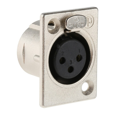 Neutrik Panel Mount XLR Connector, Female, 50 V, 3 Way, Silver over Nickel Plating