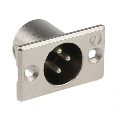 Neutrik Panel Mount XLR Connector, Male, 50 V, 3 Way, Silver over Nickel Plating