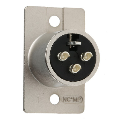 Neutrik Panel Mount XLR Connector, Male, 50 V, 3 Way, Silver over Nickel Plating