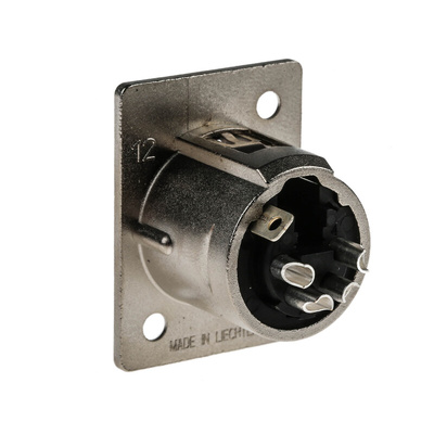 Neutrik Panel Mount XLR Connector, Female, 50 V, 4 Way, Silver over Nickel Plating