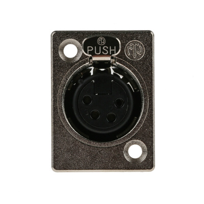 Neutrik Panel Mount XLR Connector, Female, 50 V, 4 Way, Silver over Nickel Plating