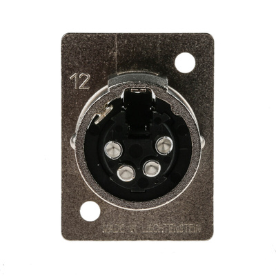 Neutrik Panel Mount XLR Connector, Female, 50 V, 4 Way, Silver over Nickel Plating