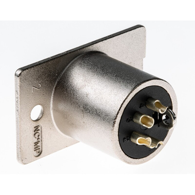 Neutrik Panel Mount XLR Connector, Male, 50 V, 4 Way, Silver over Nickel Plating