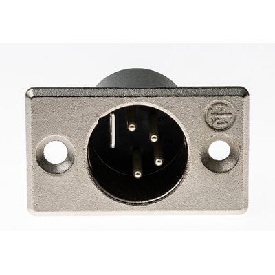 Neutrik Panel Mount XLR Connector, Male, 50 V, 4 Way, Silver over Nickel Plating