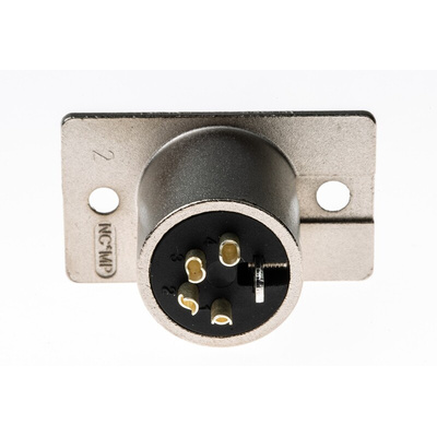 Neutrik Panel Mount XLR Connector, Male, 50 V, 4 Way, Silver over Nickel Plating