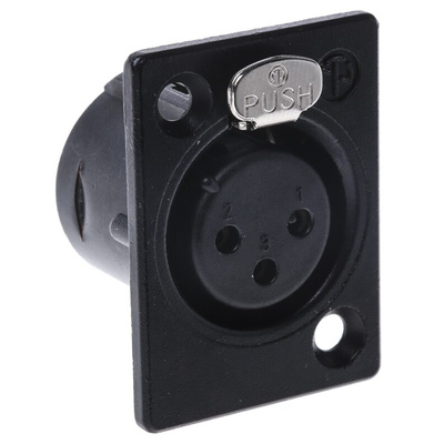 Neutrik Panel Mount XLR Connector, Female, 50 V, 3 Way, Silver over Nickel Plating