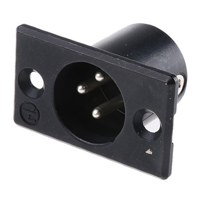 Neutrik Panel Mount XLR Connector, Male, 50 V, 3 Way, Silver over Nickel Plating