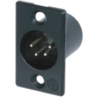 Neutrik Panel Mount XLR Connector, Male, 50 V, 4 Way, Silver over Nickel Plating