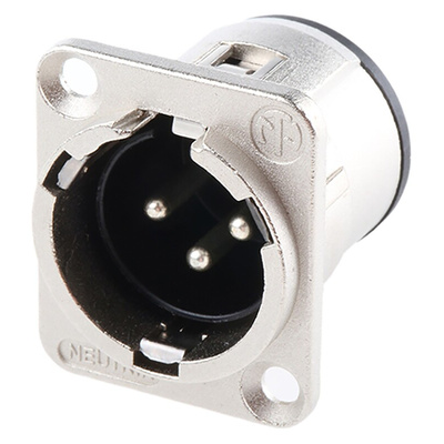 Neutrik Through Hole XLR Connector, Male, 50 V, 3 Way, Silver over Nickel Plating