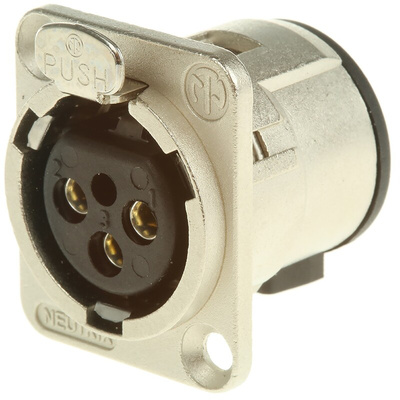 Neutrik Through Hole XLR Connector, Female, 50 V, 3 Way, Silver over Nickel Plating