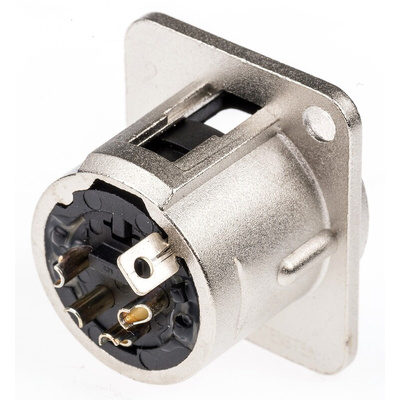 Neutrik Panel Mount XLR Connector, Male, 50 V, 4 Way, Silver over Nickel Plating