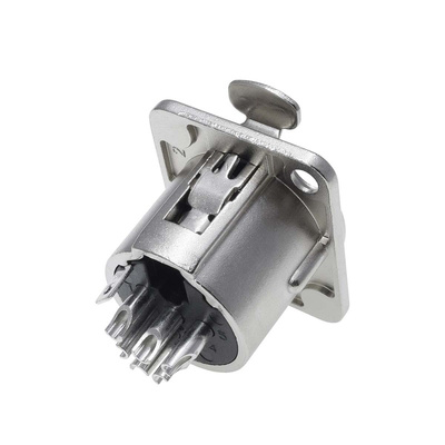 RS PRO Panel Mount XLR Connector, Female, 50 V, 6 Way, Nickel Plating